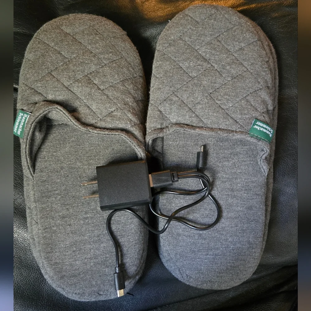 Hammacher Schlemmer Heated Slide Slippers szL color Gray - Picture 4 of 9